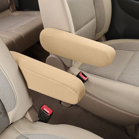 Fundas para reposabrazos de asientos delanteros - Protectores de reposabrazos - Tamaño universal - Reposabrazos para coche, SUV, camión y autobús (beige) (1/2)