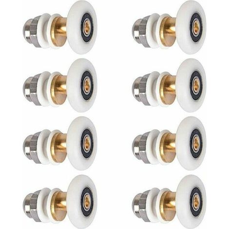 royaluxe -Roulette Porte Douche, Roulettes de Porte Coulissante Cabine de Douche Porte Poulies Roue de Rechange pour Rouleau avec Diamètre de Roues 27mm, 8 Pièces (1/5)