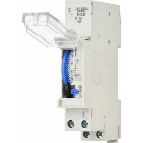 180A Zeitschaltuhr Mechanischer Timer 24-Stunden Timer Min. 15 Minuten Montage mit wasserdichtem Deckel auf DIN-Schiene Integrierte Batterie, SUL180a AC220-240V Grau
