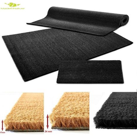 Tapis d'entrée en Coco Paillasson Fibres en Coco Naturel – Effet nettoyant Dimension et Couleur au Choix de MadeInNature - Largeur 40cm x Longueur 70cm - Anthracite - 17 mm.