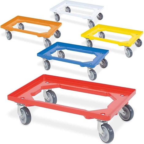 BRB Set, 5x Logistikroller/Kistenroller für Behälter 600x400 mm, Set (blau/gelb/orange/rot/weiß)