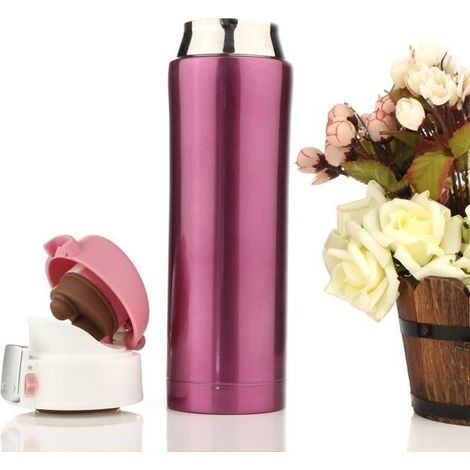 TEMPSA 500ml Thermos de the, Mug isotherme d\'acier inoxydable, tasse cafe, bouteille d\'eau 12 heures Rose 500ML-Ywey (1/4)