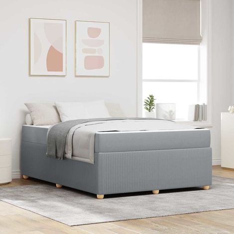 vidaXL Bettrahmen mit Matratze Hellgrau 160 x 200 cm Stoff (1/5)