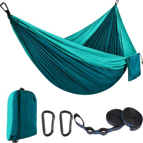Hamac extérieur 300x200cm pour 2 personnes – Charge maximale 300kg – Nylon parachute – Installation facile avec sangles et mousquetons