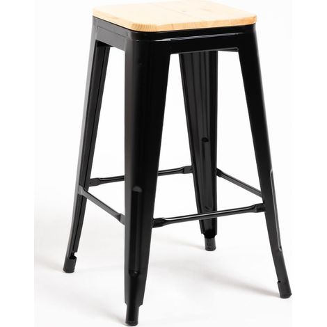 Packs Taburetes Bajos - Pack 2 Taburetes Torix Bajos Madera Natural - Negro (1/5)