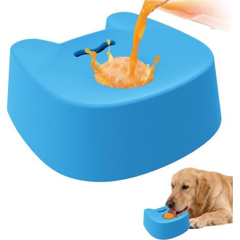 Tapis à lécher Lick Ball pour chiens et chats - Fond antidérapant avec balle rotative - Convient aux aliments humides et aux chiots - 1 pièce (bleu) (1/5)