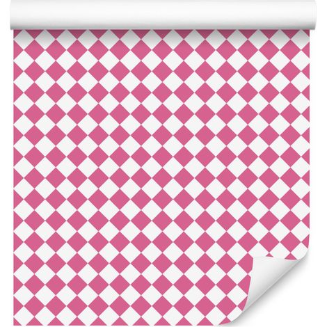 Papier peint à motifs géométriques en losanges rose poudré, centre rose poudré 50x1000 cm (1/5)