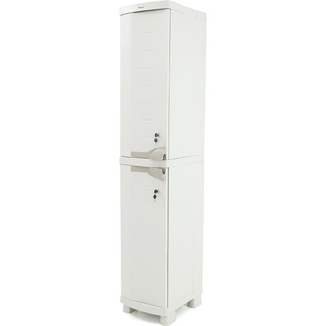 Colonne placard de rangement intérieur/extérieur coloris beige - Longueur 35 x Profondeur 45 x Hauteur 184 cm -PEGANE-