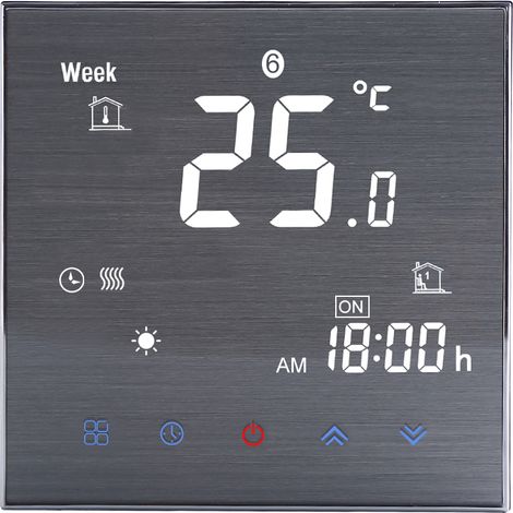 GARRYFIZH Thermostat pour chaudière eau/gaz BTH-2000L-GC, régulateur de température numérique, grand écran LCD, bouton tactile, 5 A CA 95-240 V