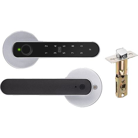 Cerradura inteligente con huella dactilar, conectividad Bluetooth, múltiples opciones de desbloqueo, color plata. (1/2)