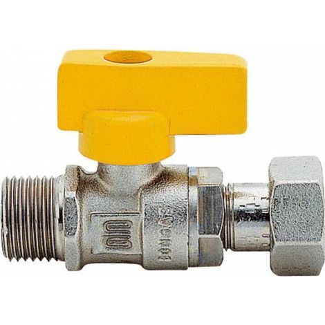 Rubinetto gas dritto con leva 1/2" x 1/2" maschio/girello per scaldabagno enolgas