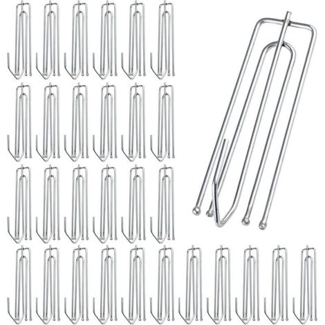 Lot de 30 crochets de rideau en acier inoxydable avec 4 dents - Crochets en métal pour rideau de douche, de fenêtre, de porte et de douche (1/5)