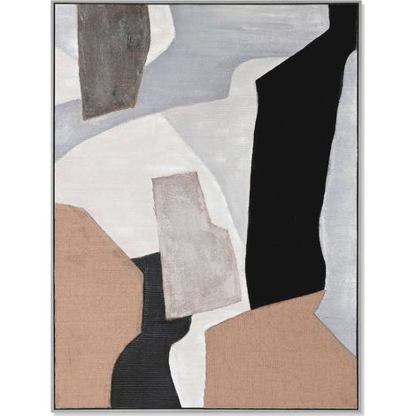 Tableau abstrait décor mural géométrique en nuances grises - Toile abstraite grise avec nuances de noir (1/4)