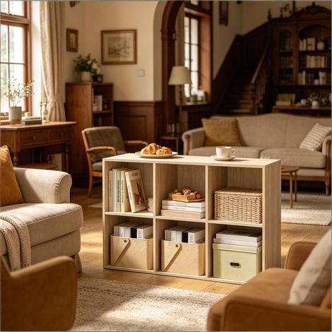 Élégant classeur ouvert en bois, étagère de rangement modulable, étagère cubique design, buffet salle à manger, bibliothèque sur pied (1/4)