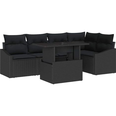 Maison Exclusive - Set Divano da Giardino con cuscino con archiviazione 6 pcs Nero
