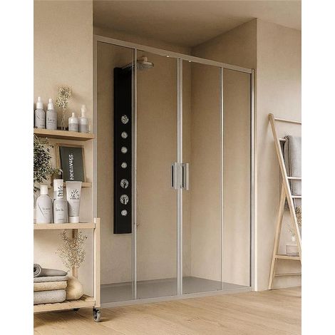 Box doccia 140 nicchia Marsiglia due ante scorrevoli reversibile H 195 cromo (1/5)