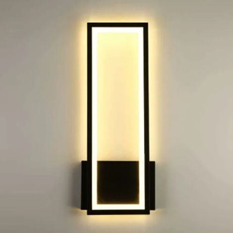 Applique Murale Led 16w, Moderne Rectangulaire, Éclairage Acrylique Pour Chambre Couloir Salon Escalier (Noir, Lumière Blanche Chaud 3000k) (1/4)