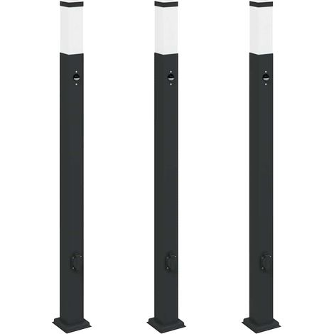 Balizas de luz con sensor y tomacorriente, 3 unidades, 110 cm, color negro, IP44 vidaXL