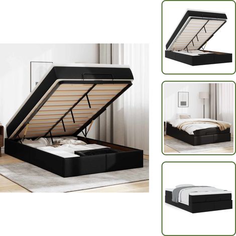 Cadre de lit ottoman avec matelas noir 120x190 cm similicuir - Cadre De Lit Ottoman - Cadres De Lit Ottoman - Cadre De Lit - Cadre De Lit Avec Rangement (1/5)