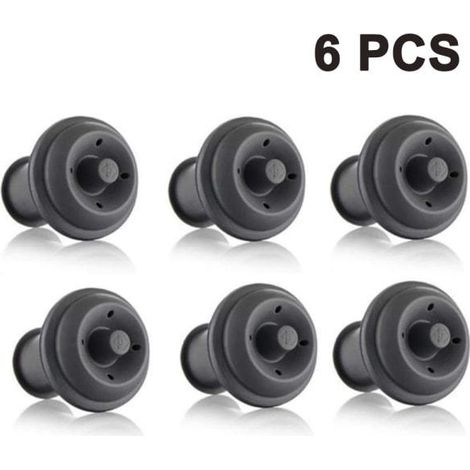 Lot de 6 bouchons sous vide Vacu Vin, réutilisables, pour une conservation optimale du vin et une préservation parfaite de sa fraîcheur. Multicolore.-AquaForge (1/5)
