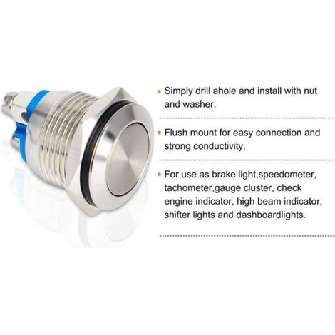 Lot 4 Interrupteur Bouton 16mm Étanche 3A 250V (1/5)
