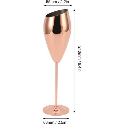 Flûtes à champagne - Cuivre - Acier inoxydable plaqué laiton - 2 pièces - 215 ml - Rose (1/5)