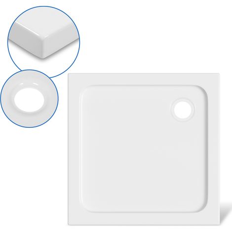 TolleTour Receveur de douche extra-plat 80 x 80 cm carré blanc avec évacuation Ø 90 mm noire (1/5)