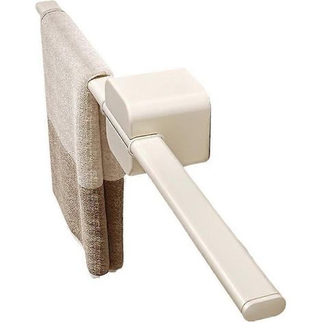 Porte-serviettes mural blanc crème, étagère de rangement sans perçage, accessoires d'organisation pour la maison (1/5)