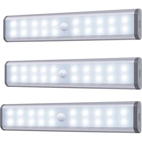 Lot de trois veilleuses LED de 19 cm avec détecteur de mouvement pour l'intérieur (1/5)