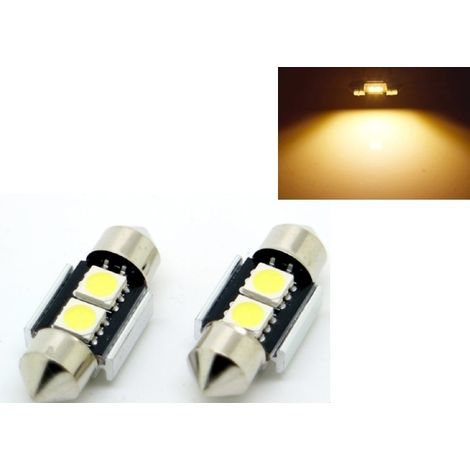 Ampoule LED C5W SV8.5 Canbus, 31 mm, blanc chaud 3000K, lot de 2. (1/3)