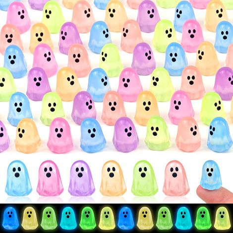 Mini-figurines de fantômes en résine phosphorescente pour Halloween (lot de 84) — Petits fantômes phosphorescents, parfaits pour les loisirs créatifs (1/5)