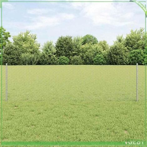 Kit clôture avec poteaux acier argent 60 x 1000 cm (0,6 x 10 m) (1/5)