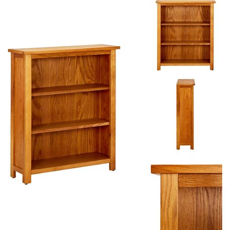 Bibliothèque à 3 étagères 70 x 22,5 x 82cm Bois de chêne massif - Bibliothèque En Bois - Bibliothèque Rustique - Bibliothèque Chêne - Bibliothèque Rangement - Meuble Salle À Manger (1/5)