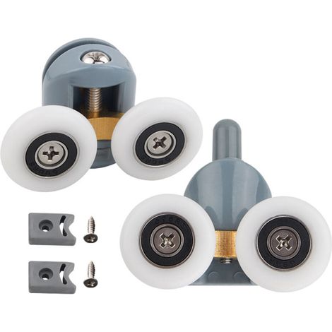 Ruedas y rodillos para puertas correderas - Juego de ruedas grises de 23 mm