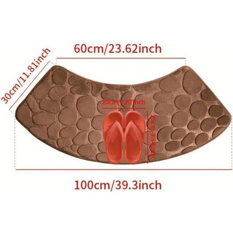 Brun café - petits cailloux 4000cm (corail polaire en forme d'éventail 0,8cm) Tapis de sol en polaire corail, tapis antidérapant galets pour toilettes/salle de bain, tapis de salle de bain absorbant p (1/5)