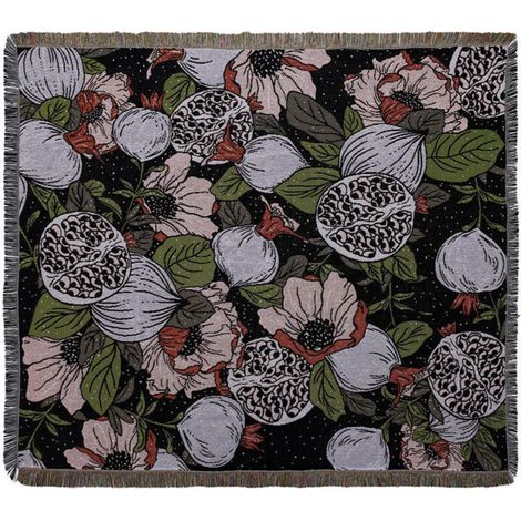 Couverture tricotée à franges, style bohème, simple, douce et confortable, protège du froid, idéale pour le canapé, la chaise, le repos et la sieste, motif fleurs, 160 x 130 cm (1/4)