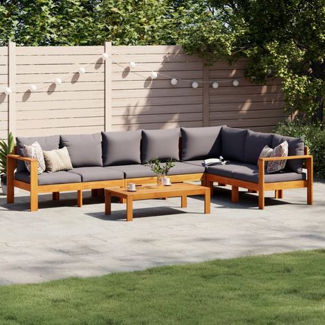 Salon de jardin avec coussins 5 pcs Bois d'acacia solide (1/5)