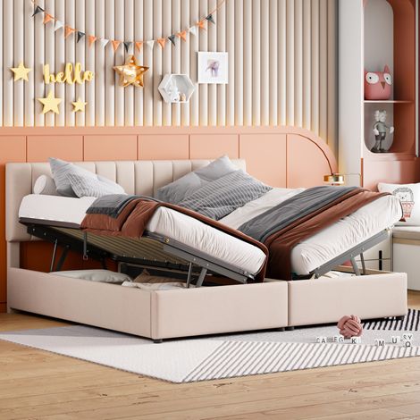 MEUBLIV Polsterbett 180x200 cm Beige – Stauraum und Umbaufunktion, ohne Matratze (1/5)
