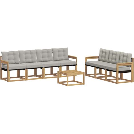 Set di divani da esterno 8 pcs Bianco e Grigio Chiaro vidaXL