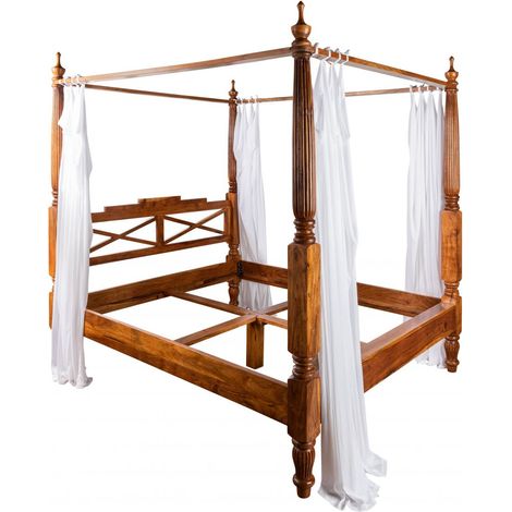 Himmelbett Akazie 160x200x224 honig lackiert OXFORD 0245