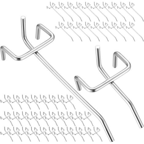 50 Pièces Crochet Panneau Perforé Crochets Pour Panneaux Perforés Panneau Troué Acier Massif de 3.3 mm Crochet Pour Panneau Acoustique pour Les Garages Remises à Outils Ateliers (1/5)