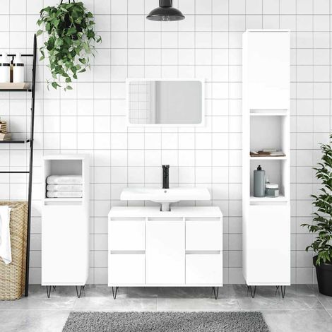 vidaXL Badschrank Weiß 80x33x60 cm Holzwerkstoff (1/5)