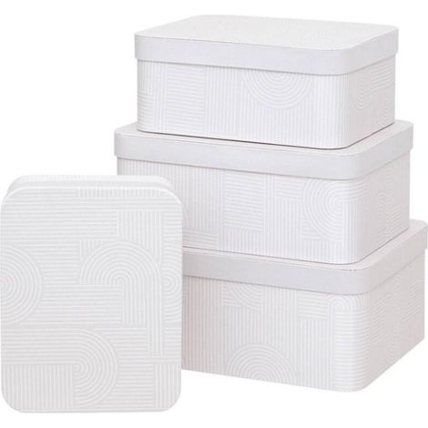 Lot de 4 Boîtes Déco "Polybox" 39cm Beige