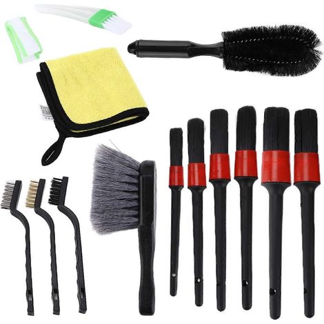 14-teiliges Autopflege-Set mit Bürsten und Mikrofasertüchern zur Reinigung von Felgen, Innenraum, Armaturenbrett und Motorraum