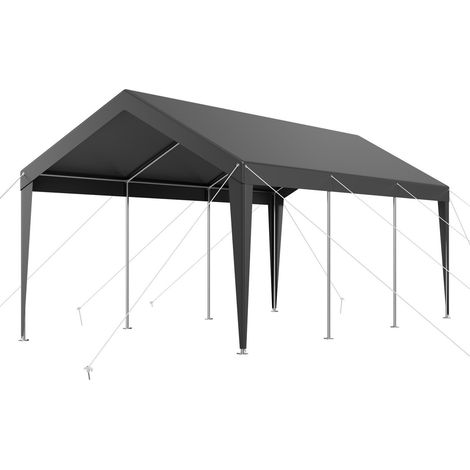 Abri voiture 3x6 m extérieur portable galvanisé résistant UV et eau protection toutes saisons rangement auto bateau moto gris (1/5)