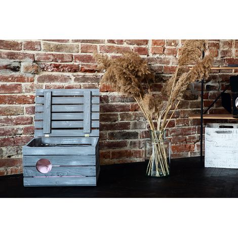 Große Katzenhöhle Shabby Schwarz Holz ohne Kissen 60x45x35cm (1/5)