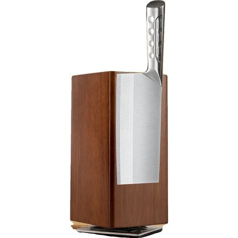 Portacoltelli magnetico, materiali resistenti, rotazione a 360°, marrone (1/2)