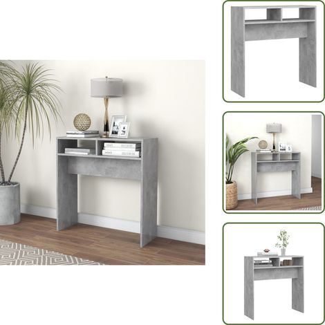 Rangement - vidaXL Table console gris béton 78x30x80 cm bois d'ingénierie - Décoration (1/5)