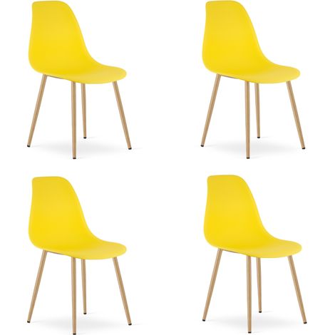 Chaise - Leobert - Wat - Jaune/Pieds Naturels - 46 X 51 X 84 Cm - Lot De 4 (1/5)
