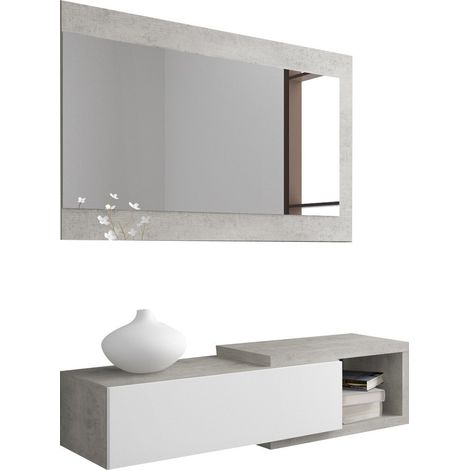 Mobile da Ingresso Fabbrico, Specchio Incluso, un Cassetto, un Vano, 95x28x77h cm Bianco